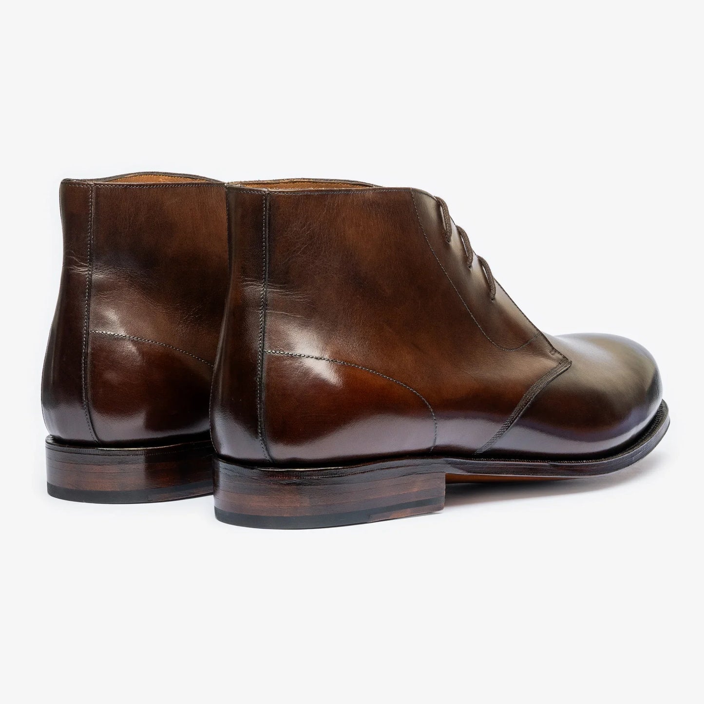Handmade Men Dark Brown Leather Stylish Low Ankle Lace Up Chukka Dress Boots
