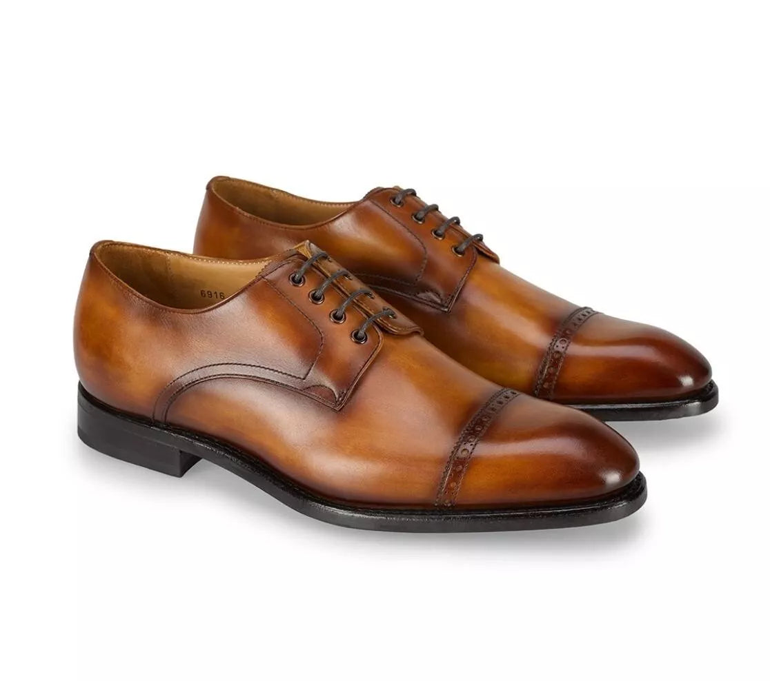 Handmade Men Shaded Brown Oxford Leather Derby Shoes, Formal Lace Up Dress Shoes