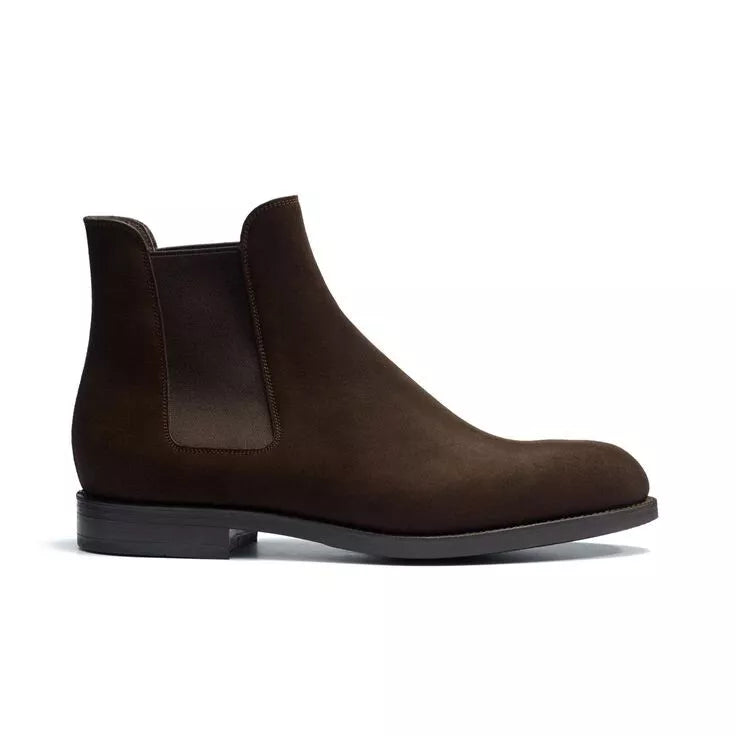 Handmade Dark Brown Suede Chelsea Men Ankle Office Boot, Party Wearing Boots