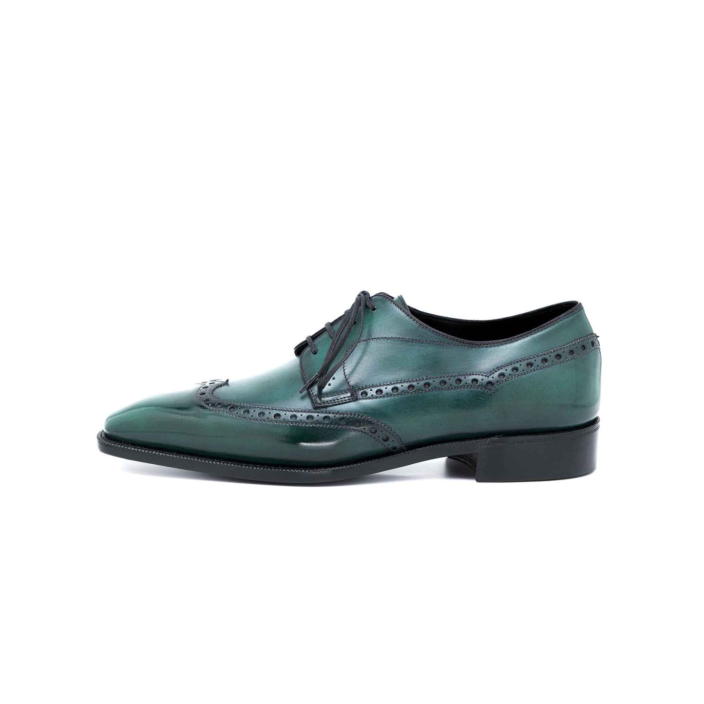 Handmade Green Men Wing Tip Dress Shoes, Brogue Leather Derby Shoe, Oxford Shoes