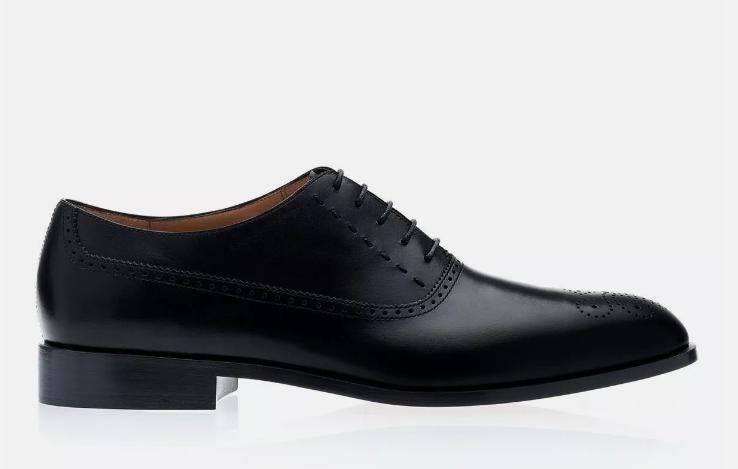 New Black Leather Brogue Formal Handmade Dress Shoes, Oxford Shoes, Office Shoes