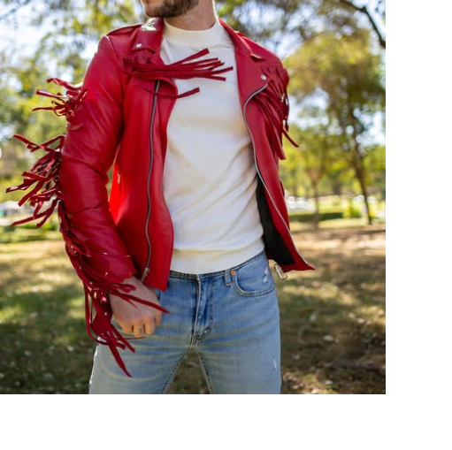 Handmade Red Fringes Leather Motorcycle Jacket, Fashion Jacket, Biker Jackets