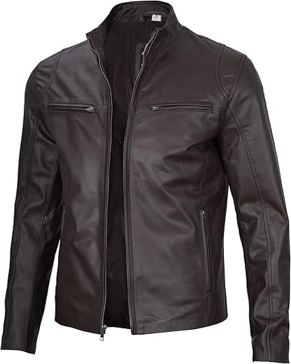 Handmade Black Leather Men Slim Dress Jacket, Fashion Jacket, Biker Jacket