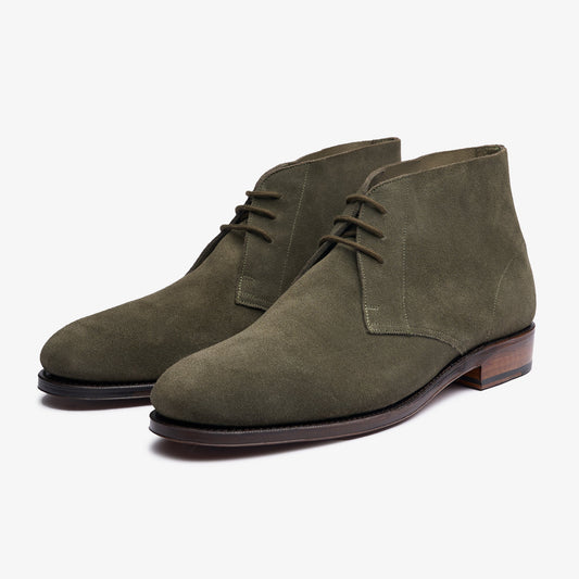 Handmade Men Suede Stylish Hunter Green Low Ankle Lace Up Chukka Dress Boot