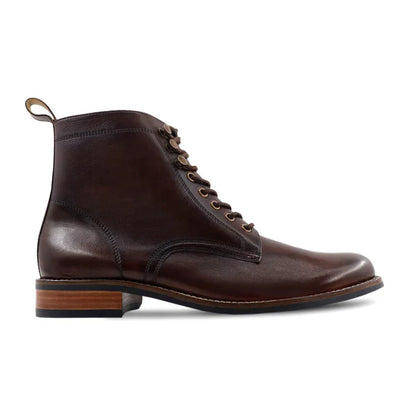 Handmade Men Dark Brown Leather High Ankle Lace Up Chukka Business Boots