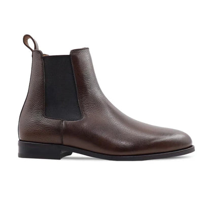 Handmade Men Dark Brown Calf Leather Stylish Pull On Ankle Chelsea Office Boot