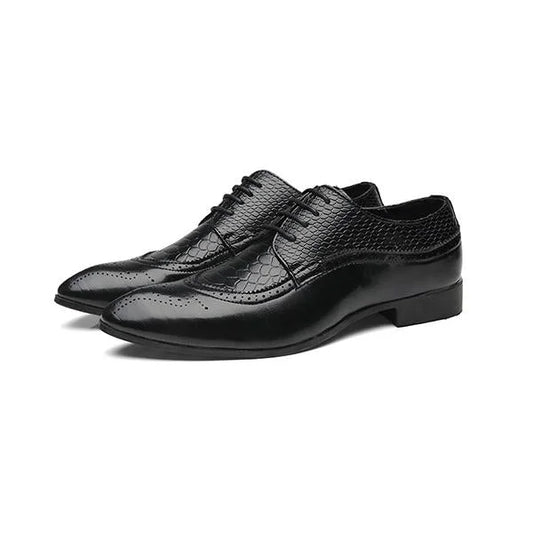 Handmade Men Black Crocodile Leather Derby Office Shoes, Lace Up Dress Shoes