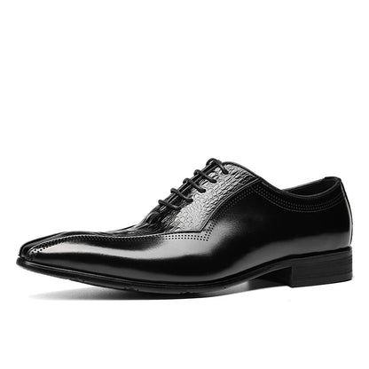 Handmade Men Black Crocodile Leather Stylish Lace Up Dress Shoes, Office Shoes