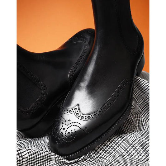 New Handmade Men Black Chelsea Leather Boot, Black Ankle Leather Boots,BIker Boots For Men formal Wear Boots