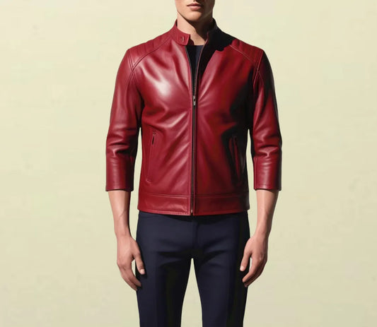 Handmade Men Red Jacket, Stylish Leather Biker Jacket, Dress Fashion Jackets