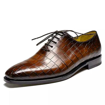 Handmade Men Shaded Brown Crocodile Leather Dress Shoe, Office Shoes For Mens