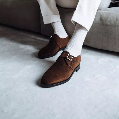 Handmade New Brown Monk Suede, Men Office Buckle Shoes, Dress Monk Strap Shoes