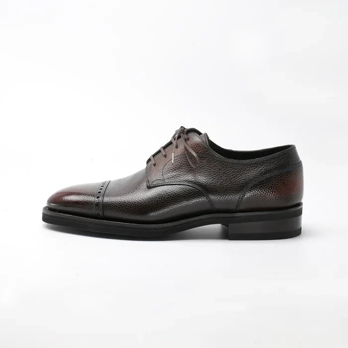 Handmade Men Brown Brogue Textured Leather Lace Up Office Shoe, Oxford Shoe