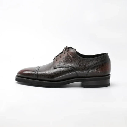 Handmade Men Brown Brogue Textured Leather Lace Up Office Shoe, Oxford Shoe