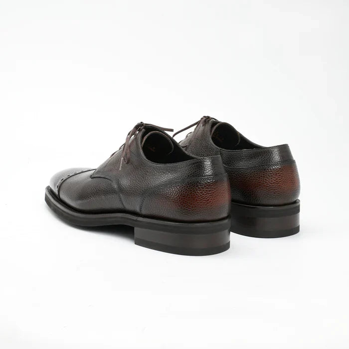 Handmade Men Brown Brogue Textured Leather Lace Up Office Shoe, Oxford Shoe