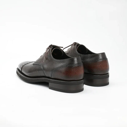 Handmade Men Brown Brogue Textured Leather Lace Up Office Shoe, Oxford Shoe