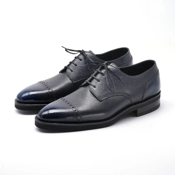 Handmade Men Two Tone Round Toe Shoes, Brogue Leather Derby Shoe, Oxford Shoes