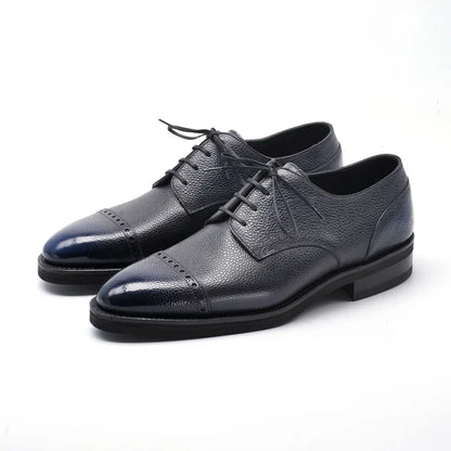 Handmade Men Two Tone Round Toe Shoes, Brogue Leather Derby Shoe, Oxford Shoes