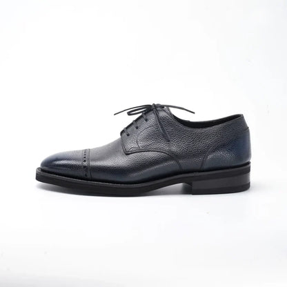 Handmade Men Two Tone Round Toe Shoes, Brogue Leather Derby Shoe, Oxford Shoes