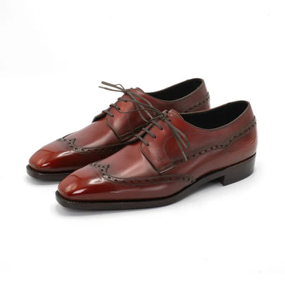Handmade Brown Men Wing Tip Dress Shoes, Brogue Leather Derby Shoe, Oxford Shoes