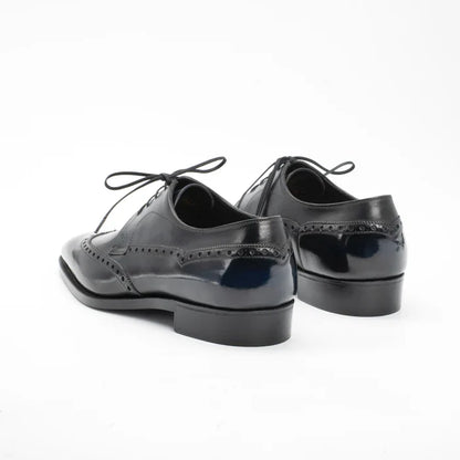 Handmade Black Men Wing Tip Dress Shoes, Brogue Leather Derby Shoe, Oxford Shoes