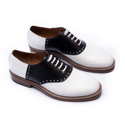 New Handmade Two Tone Black & White Lace Up Oxford Shoes For Men, Lace up Dress Formal Shoes For Men, Wedding Shoes, Christmas Gift