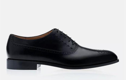 New Black Leather Brogue Formal Handmade Dress Shoes, Oxford Shoes, Office Shoes